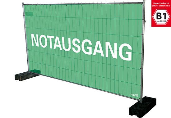 Wöffler Verkehrstechnik - Banner Notausgang